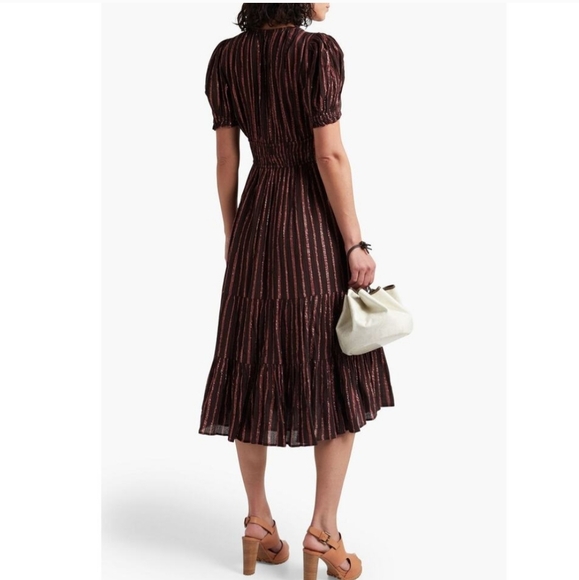 Ulla Johnson Zaria Metallic Striped Cotton And Lurex Dress Sizd 0 - Picture 3 of 16